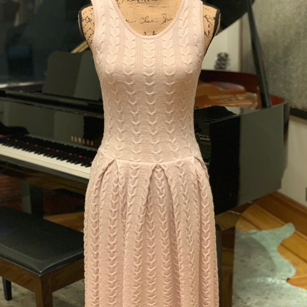 BCBGMaxAzria knit tank dress w/ pleated skirt Sz S